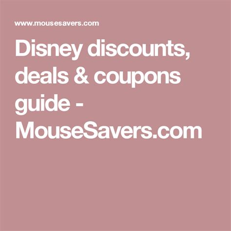 Disney discounts, deals & coupons guide .